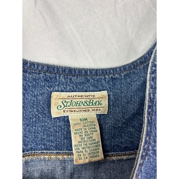 Y2K St. John's Bay Denim Button Front Dress Cotton Pockets Sleeveless Womens 10M - Picture 5 of 5